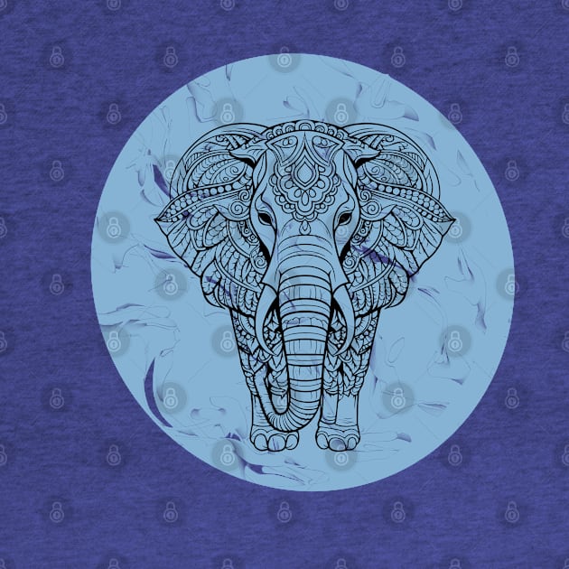 Blue Marble Zen Elephant by LiaIsabellaArt